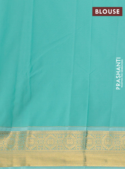 Semi kanchipuram silk saree navy blue and teal blue with allover zari woven buttas and zari woven border