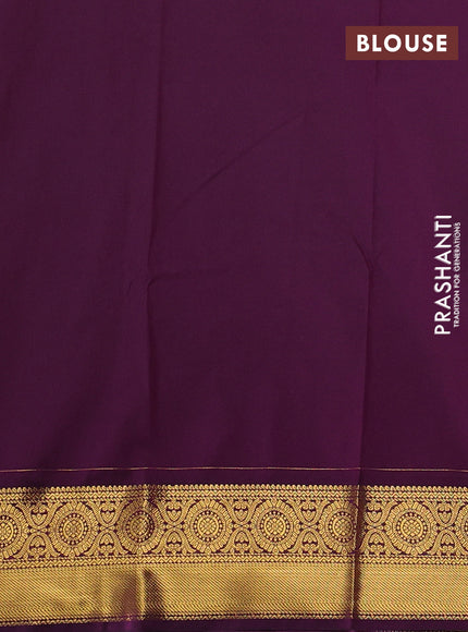 Semi kanchipuram silk saree peach pink and purple with allover zari woven buttas and zari woven border
