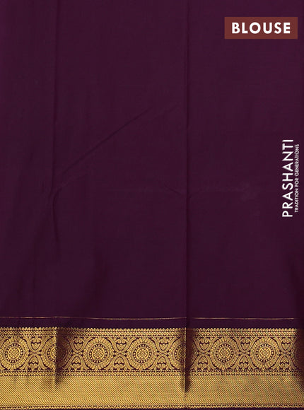 Semi kanchipuram silk saree lavender and deep purple with allover zari woven buttas and zari woven border