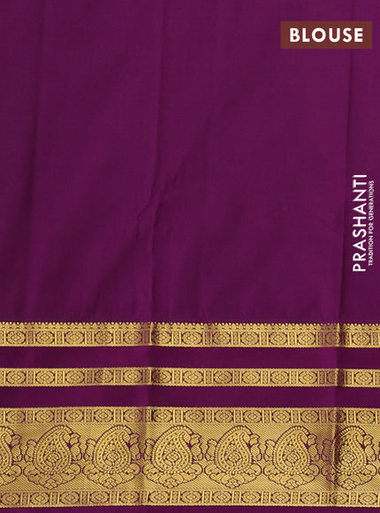 Semi kanchipuram silk saree lavender and purple with allover zari weaves & buttas and long zari woven border