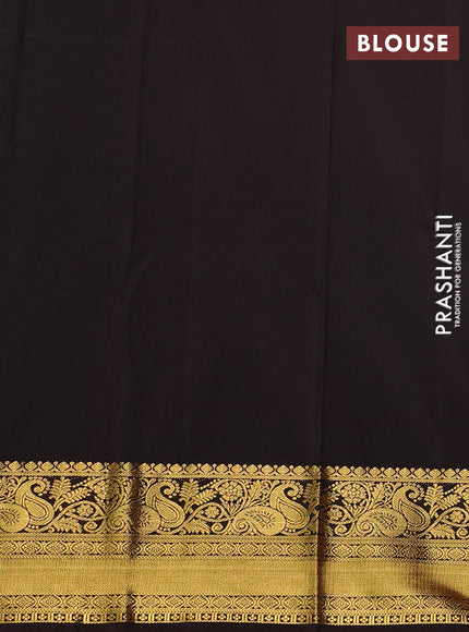 Semi kanchipuram silk saree rust shade and coffee brown with allover zari weaves & buttas and zari woven border