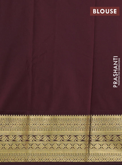Semi kanchipuram silk saree green and deep maroon with allover zari weaves & buttas and zari woven border
