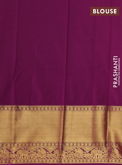 Semi kanchipuram silk saree pista green and purple with allover zari weaves & buttas and long zari woven border