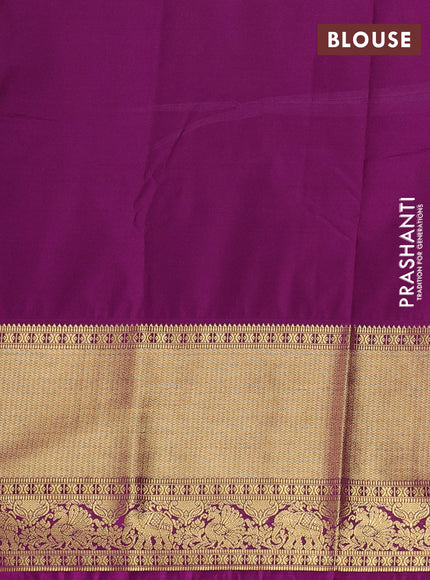 Semi kanchipuram silk saree pastel pink and purple with allover zari weaves & buttas and long zari woven border