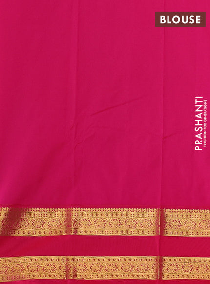 Semi kanchipuram silk saree mango yellow and pink with zari woven buttas and zari woven border