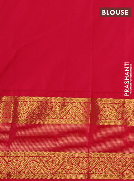 Semi kanchipuram silk saree yellow and pink with zari woven buttas and long zari woven border