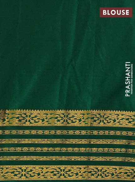 Semi kanchipuram silk saree yellow and green with allover zari woven buttas and zari woven border