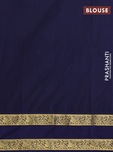 Semi kanchipuram silk saree lavender and navy blue with allover zari woven buttas and rettapet zari woven border
