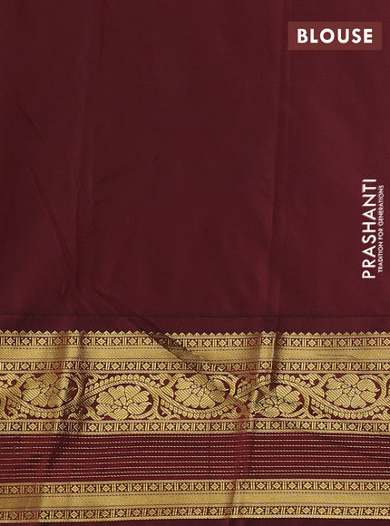 Semi kanchipuram silk saree cream and deep maroon with allover zari weaves & buttas and zari woven border