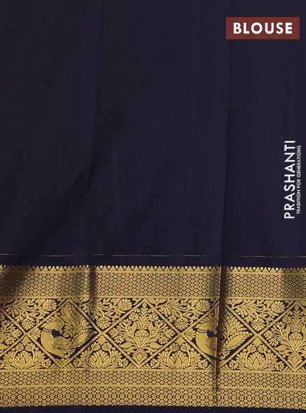 Semi kanchipuram silk saree rust shade and navy blue with zari woven buttas and zari woven border