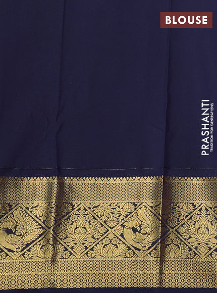 Semi kanchipuram silk saree lavender and navy blue with zari woven buttas and zari woven border