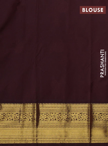 Semi kanchipuram silk saree pastel pink and deep maroon with zari woven buttas and zari woven border