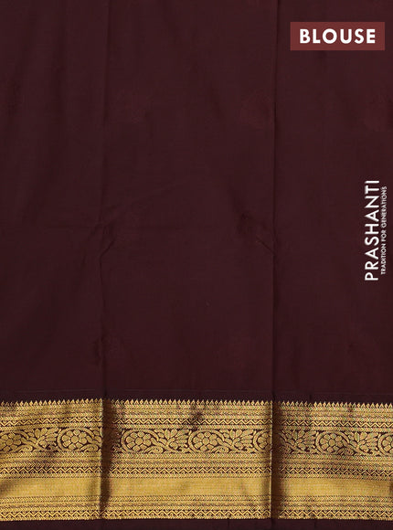 Semi kanchipuram silk saree light green and deep maroon with zari woven buttas and zari woven border