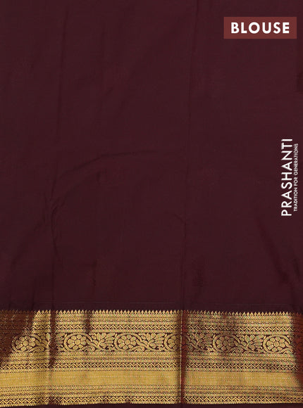 Semi kanchipuram silk saree lavender and deep maroon with zari woven buttas and zari woven border