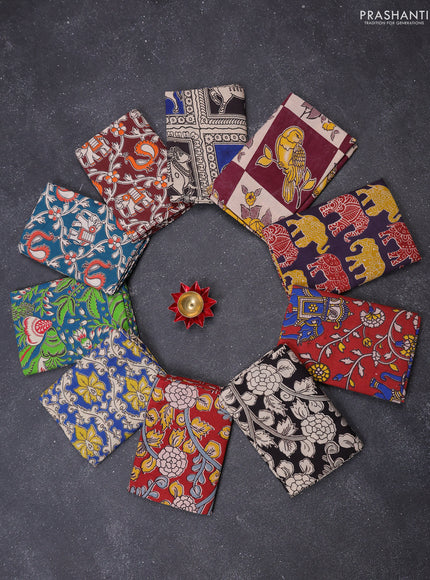Kalamkari cotton blouse bits multi colour and multi design pack of 10