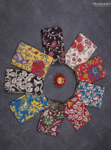 Kalamkari cotton blouse bits multi colour and multi design pack of 10