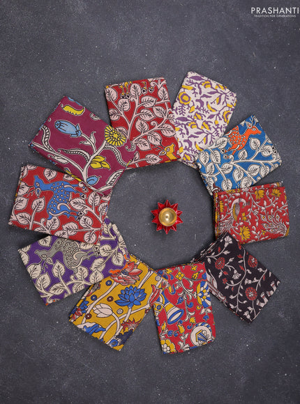 Kalamkari cotton blouse bits multi colour and multi design pack of 10