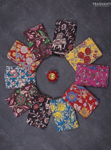 Kalamkari cotton blouse bits multi colour and multi design pack of 10