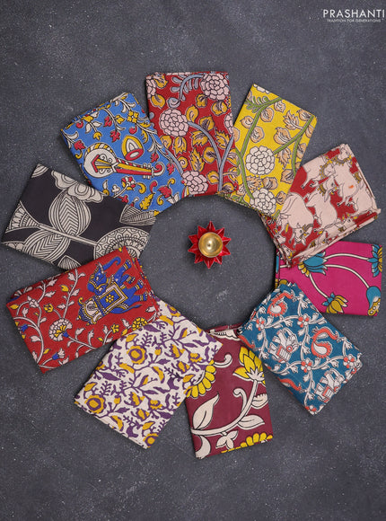Kalamkari cotton blouse bits multi colour and multi design pack of 10