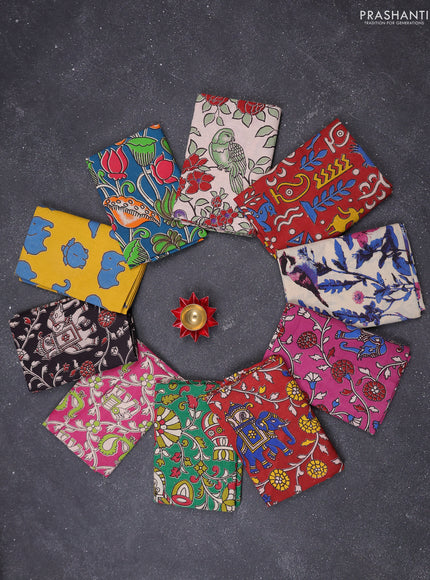 Kalamkari cotton blouse bits multi colour and multi design pack of 10