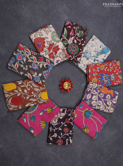 Kalamkari cotton blouse bits multi colour and multi design pack of 10