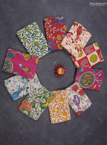 Kalamkari cotton blouse bits multi colour and multi design pack of 10