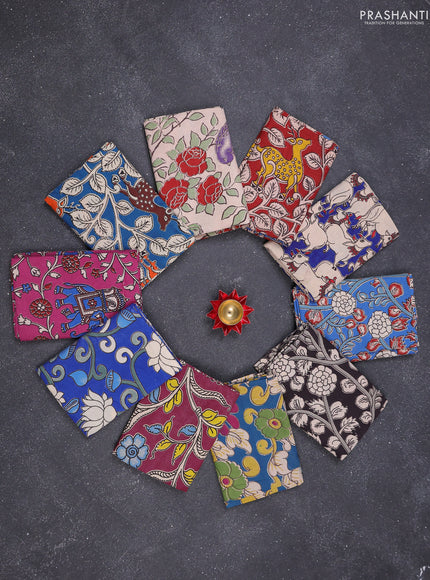 Kalamkari cotton blouse bits multi colour and multi design pack of 10