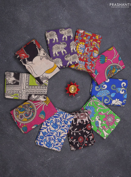Kalamkari cotton blouse bits multi colour and multi design pack of 10