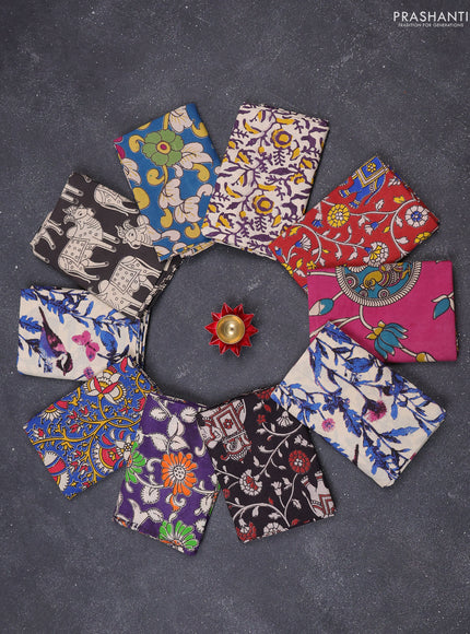 Kalamkari cotton blouse bits multi colour and multi design pack of 10