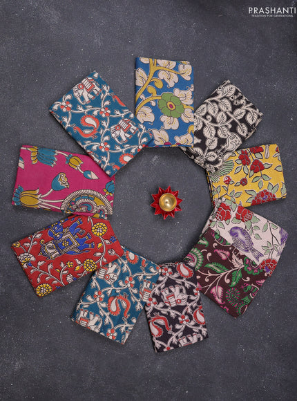 Kalamkari cotton blouse bits multi colour and multi design pack of 10