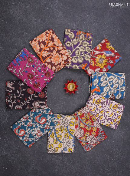 Kalamkari cotton blouse bits multi colour and multi design pack of 10
