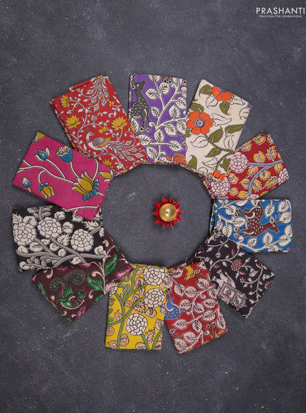 Kalamkari cotton blouse bits multi colour and multi design pack of 10