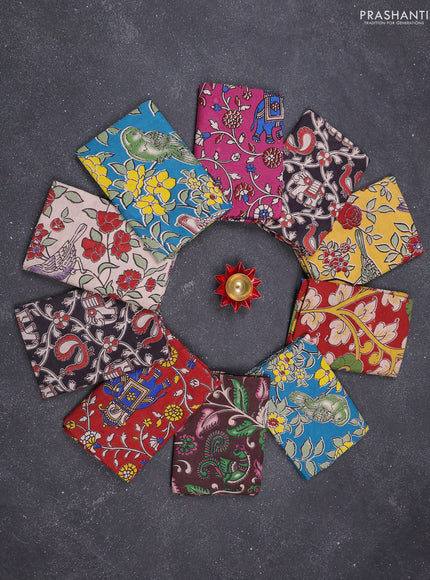 Kalamkari cotton blouse bits multi colour and multi design pack of 10