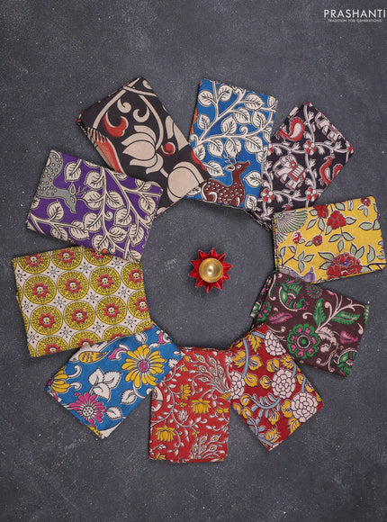 Kalamkari cotton blouse bits multi colour and multi design pack of 10