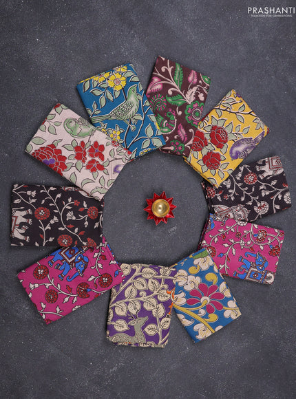 Kalamkari cotton blouse bits multi colour and multi design pack of 10