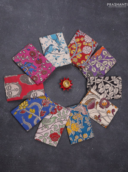Kalamkari cotton blouse bits multi colour and multi design pack of 10