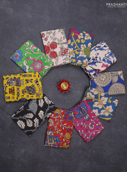 Kalamkari cotton blouse bits multi colour and multi design pack of 10