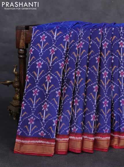 Rajkot patola silk saree dark blue and maroon with allover ikat butta weaves and zari woven border