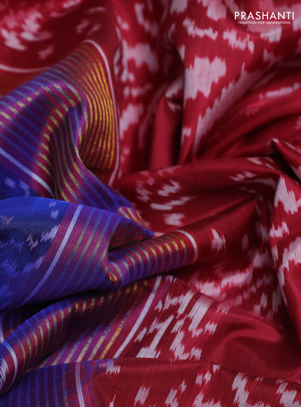 Rajkot patola silk saree dark blue and maroon with allover ikat butta weaves and zari woven border