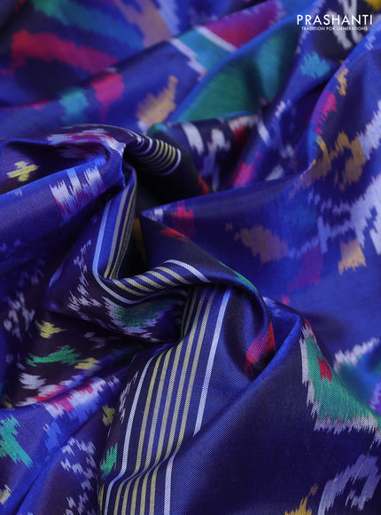 Rajkot patola silk saree blue with allover ikat butta weaves and zari woven border