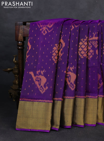 Rajkot patola silk saree purple with allover ikat weaves and zari woven border