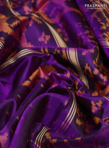 Rajkot patola silk saree purple with allover ikat weaves and zari woven border