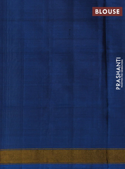 Rajkot patola silk saree cs blue with allover ikat weaves and ikat woven zari border