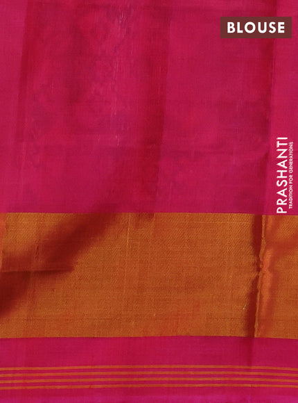 Rajkot patola silk saree off white grey and pink with allover ikat weaves and ikat woven zari border