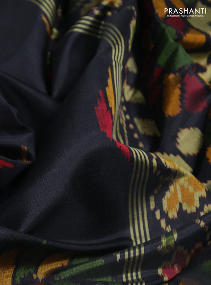 Rajkot patola silk saree black with ikat woven buttas and ikat woven zari border