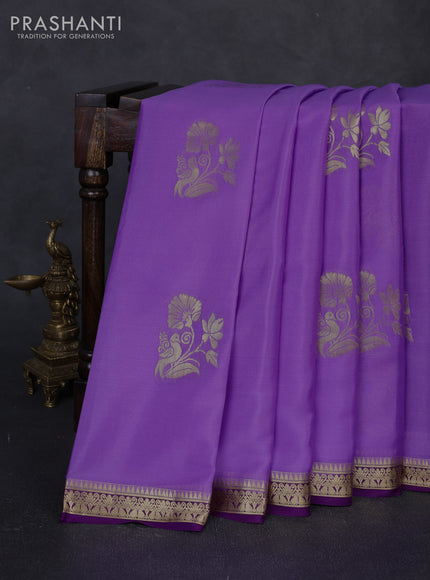 Pure mysore silk saree lavender and purple with zari woven buttas and zari woven border