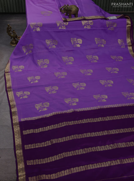 Pure mysore silk saree lavender and purple with zari woven buttas and zari woven border