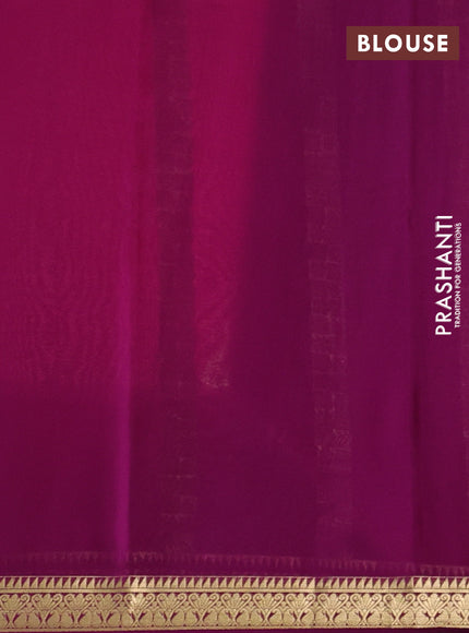 Pure mysore silk saree peach pink and purple with zari woven buttas and zari woven border