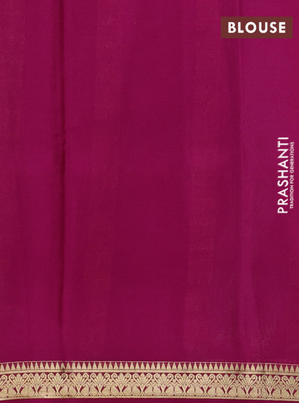 Pure mysore silk saree teal green and pink with zari woven buttas and zari woven border