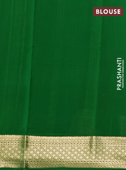 Pure mysore silk saree red and green with zari woven buttas and zari woven border